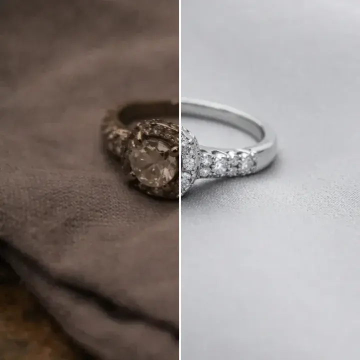 Halo ring detail restoration before and after comparison