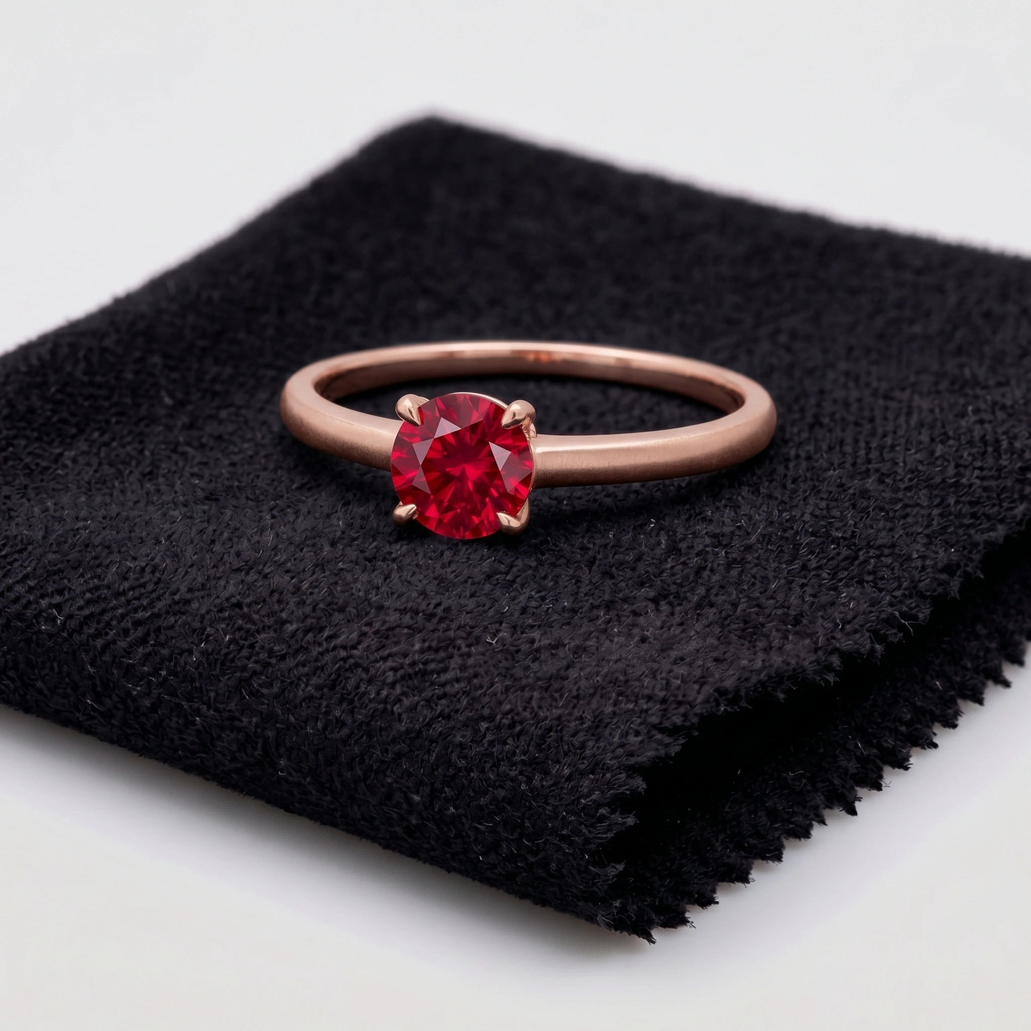Solitaire ring material and gemstone variants Rose gold / ruby