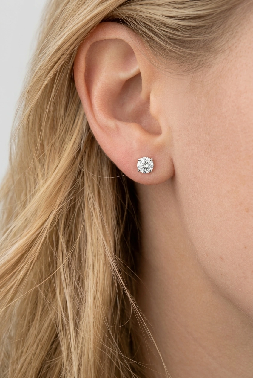 Stud earring color correction after Poliro