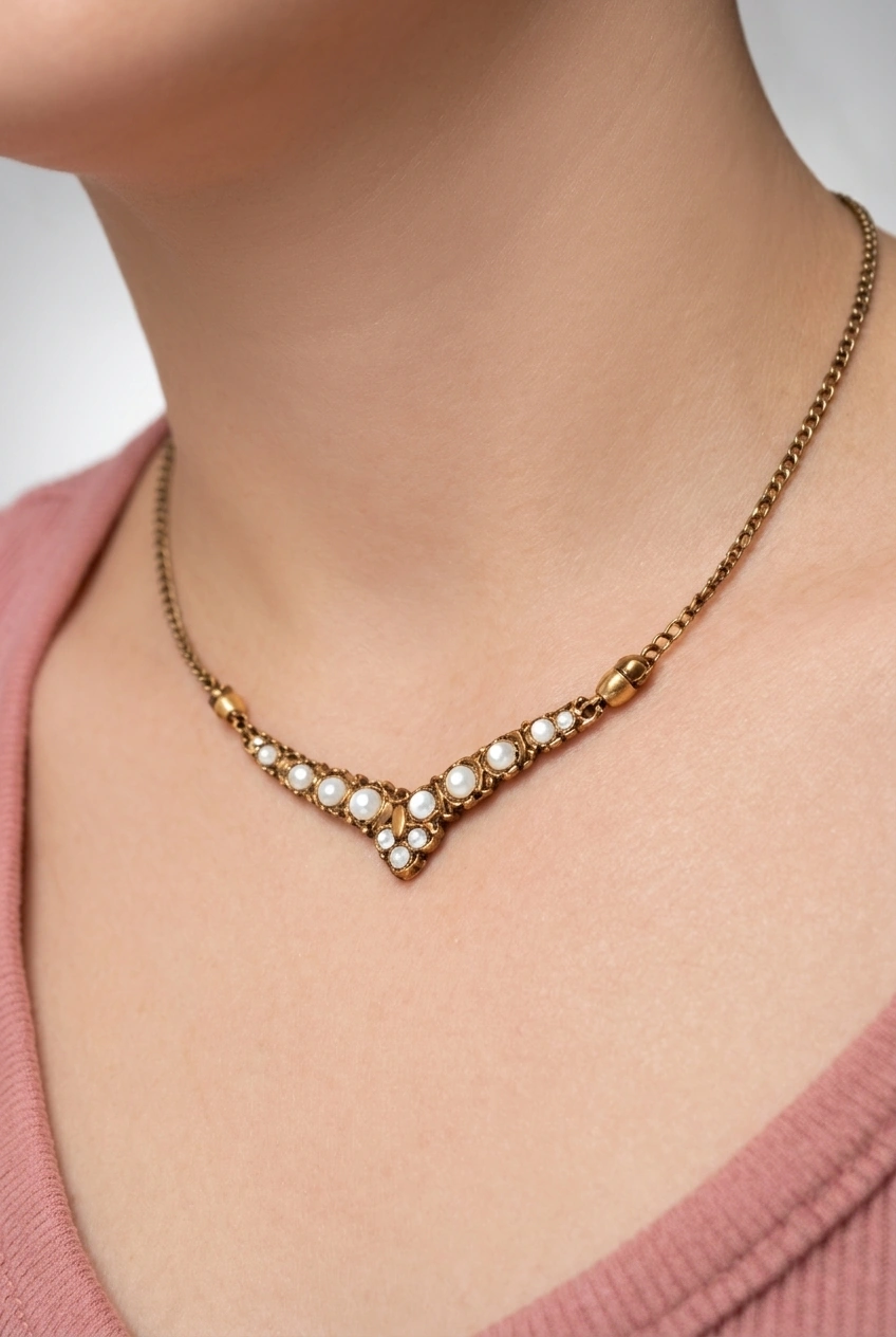Vintage necklace lighting cleanup after Poliro