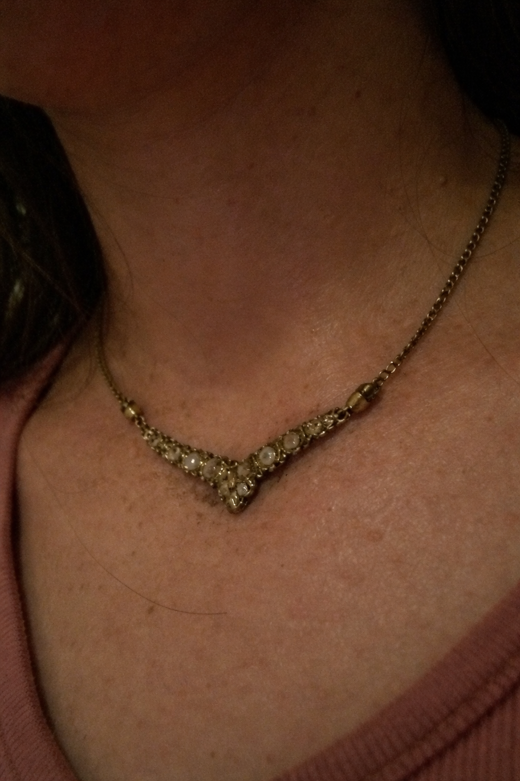 Vintage necklace lighting cleanup before Poliro